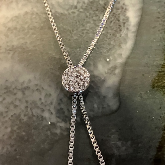 Rhinestone Bar Bracelet Hummingbird & Heart Charm Rose Gold Silver Tone - Picture 5 of 11